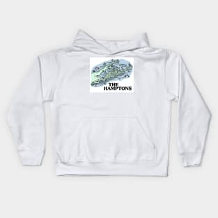 The Hamptons Map Art Kids Hoodie